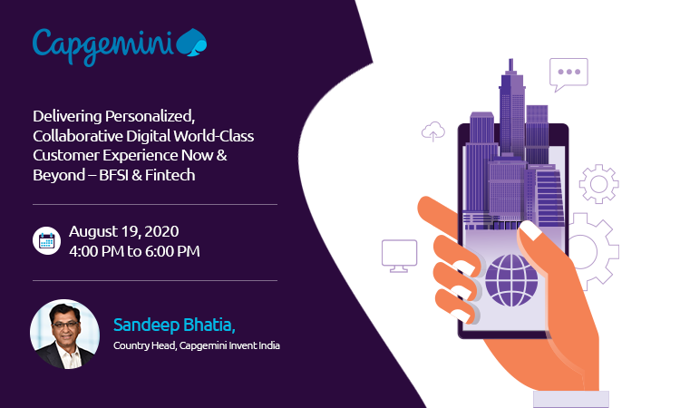 CapgeminiIndia's tweet photo. Sandeep Bhatia, Country Head, Capgemini Invent India, is a panelist on ‘Delivering Personalized, Collaborative Digital World-Class Customer Experience Now &amp; Beyond – BFSI &amp; Fintech’ to share insights from the BFSI industry. Register now https://t.co/QZPk6SwzuY https://t.co/l8lzBZtUnS