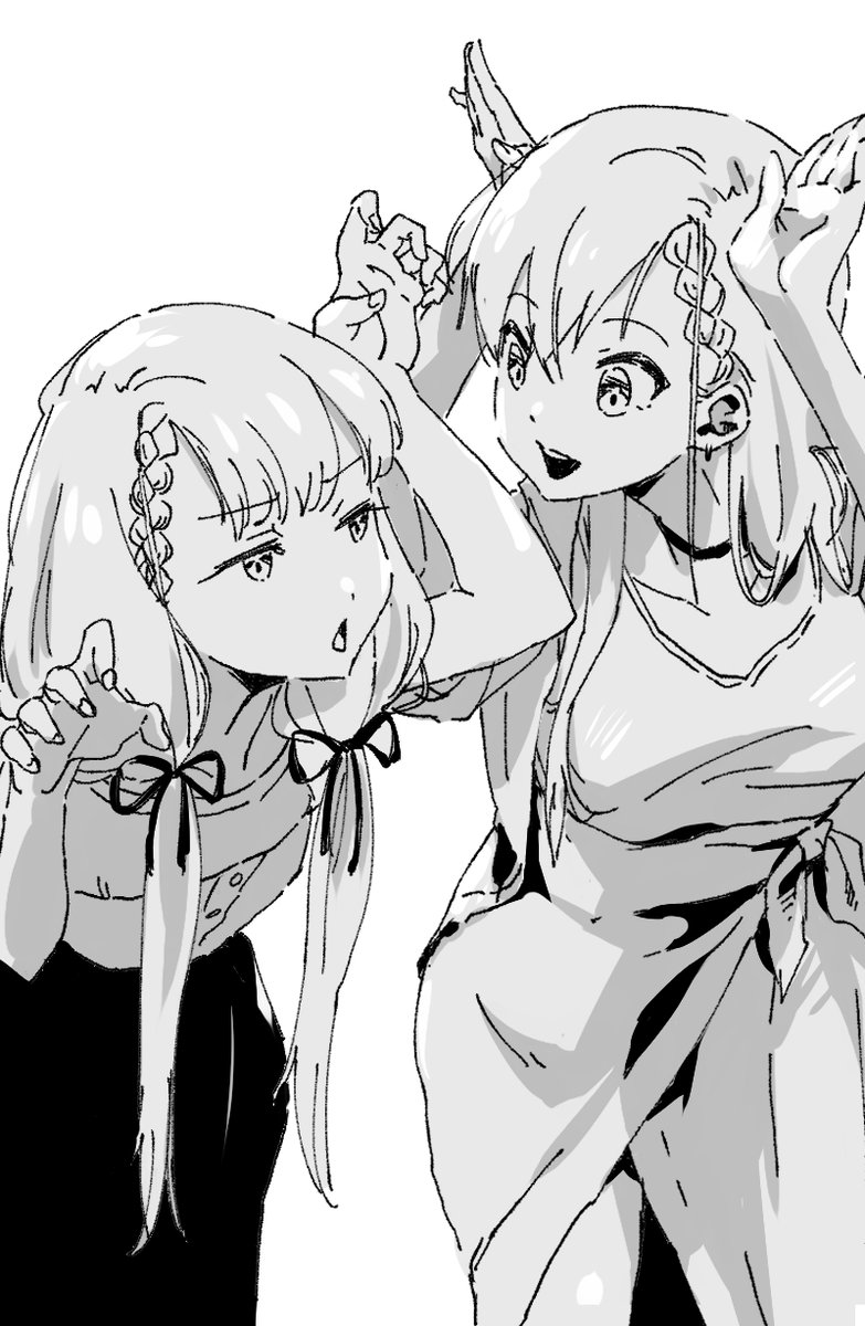 今日も二人構図の練習 久川姉妹 颯は 凪は がおーのポーズは安定の可愛さ にしやまひろしの漫画
