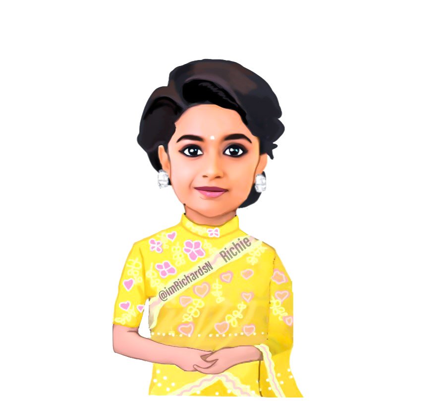 The cutest kitty  caricature+younger version #Yellove Made this using Ms paint  @KeerthyOfficial  #KeerthySuresh