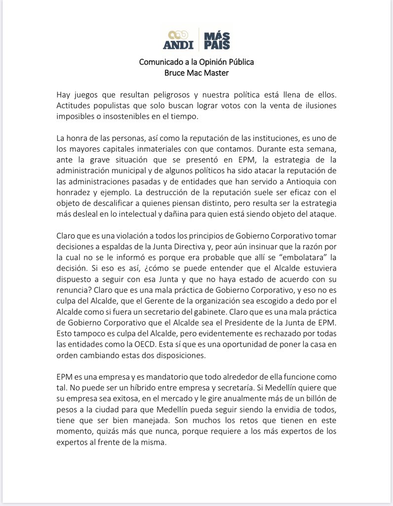 BruceMacMaster's tweet photo. Comunicado a la opinión pública sobre la actual situación en Antioquia https://t.co/CbpEzXxMTr