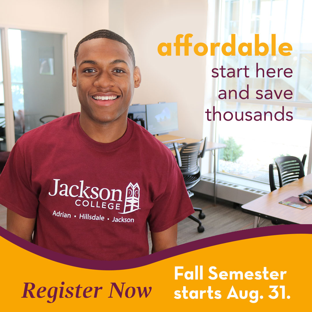 JacksonCollege's tweet photo. Affordable. 
Save thousands by starting at Jackson College. https://t.co/zVI7UpOa34