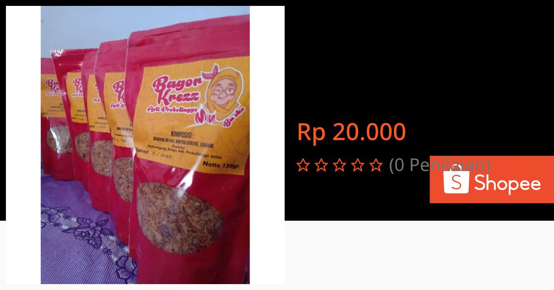 kenapaeko's tweet photo. Saya menjual Bawang Goreng Krezzz Bu Eko Probolinggo seharga Rp20.000. Dapatkan produk ini hanya di Shopee! https://t.co/w9c6h0rpoK #ShopeeID https://t.co/6uU5lMdZjd