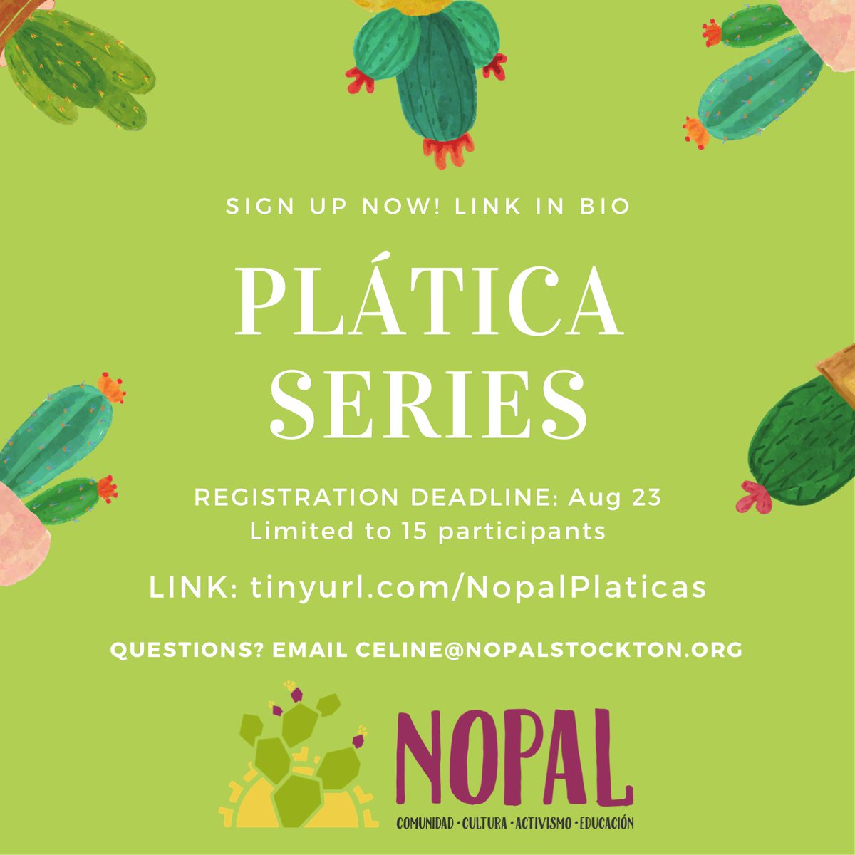 NopalStockton's tweet photo. 🗣 STOCKTON YOUTH! 📢

Interested in exploring social justice topics and ways to mobilize your community?

Registration for our Platica series is open now! Share with anyone you know age 16-24 from Stockton! Limited to 15 spots, sign up now! Link: https://t.co/rFPu1lVGhb https://t.co/9IL1Z6EbR3