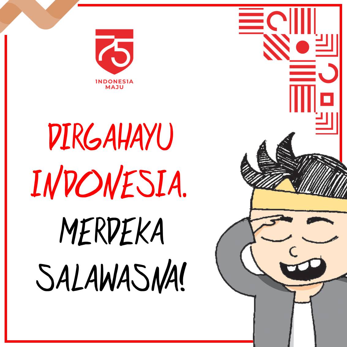 StatistikJabar's tweet photo. hai hai.. #sobatdata
Salam Kemerdekaan 17 Agustus.. Merdeka!
Semangat membangun negeri dengan data berkualitas..
#bpsjabar #HUTRI75 https://t.co/RdQoIWgA0v