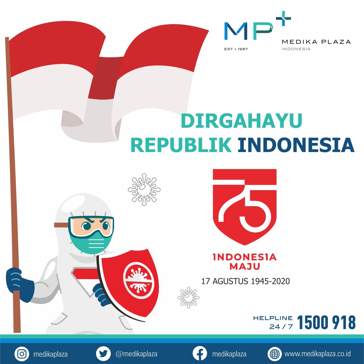MedikaPlaza's tweet photo. Dirgahayu Republik Indonesia!
.
.
#17081945 #75 #HUT75 #IndonesiaMaju #Merdeka #Covid19 https://t.co/EIK02EgPlS