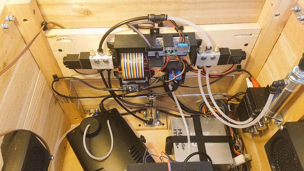 GhereGames's tweet photo. This summer my self directed professional development training involved coding, building custom pneumatic and relay driver circuits, designing and 3d printing parts,woodworking.Preparing for Halloween 2020. Can't wait to share this knowledge with my students. @CTEinACTION https://t.co/V0GlLAdF7q