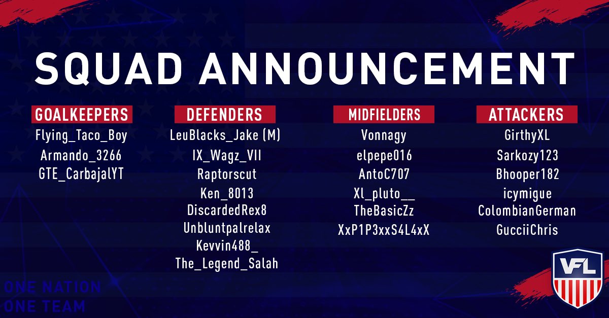 Leublacks_Jake's tweet photo. Official VFL USA Team Roster 🇺🇸⚽️🏆 #oneteamonenation https://t.co/5dpUG6Q7Lk