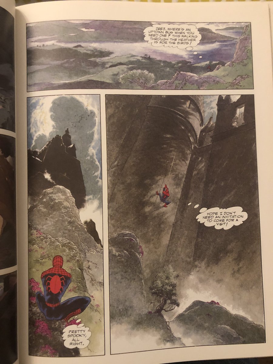 Marvel GN: Spidey: Spirits of the Earth. Charles Vess came fairy hunting to Scotland and worked out how to claim it on expenses. It’s a beautiful book and similar to other superhero visits country/city X stories. Worth it for the art alone. 11/x