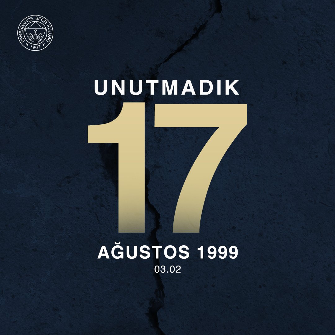 Fenerbahçe SK (@fenerbahce) on Twitter photo Unutmadık…
Marmara Depremi'nin 21. yıl dönümünde hayatını kaybeden vatandaşlarımızı rahmetle anıyoruz.
#17Ağustos1999 Unutmadık…
Marmara Depremi'nin 21. yıl dönümünde hayatını kaybeden vatandaşlarımızı rahmetle anıyoruz.
#17Ağustos1999