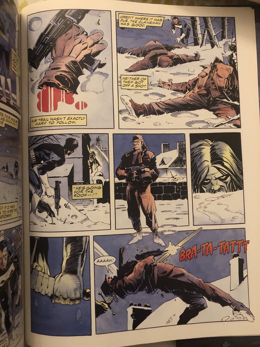 Marvel GN: Punisher Blood on the Moors. Grant/Wagner/Kennedy. Another superhero visits country/city X, this time produced by Scots but no less uncomfortable than if written by a foreigner. Once again, a beautiful art job; Cam Kennedy on full power. 12/x