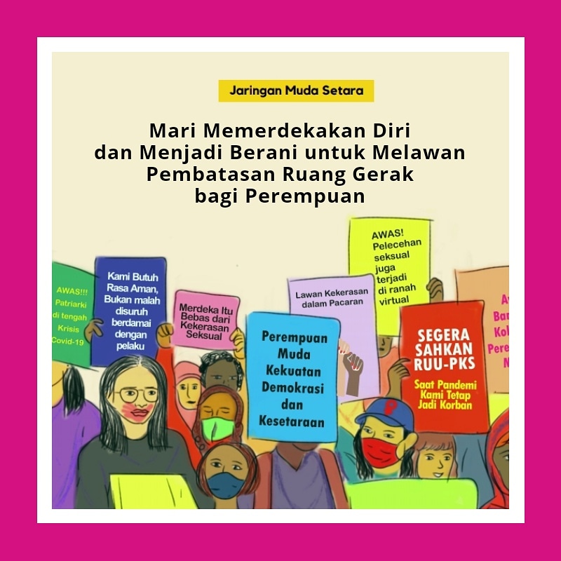 MudaSetara's tweet photo. #75tahunindonesiamerdeka, belum membawa kemerdekaan berekspresi bagi perempuan muda!
.
#mudasetara #SahkanRUUPKS #dirgahayuindonesia https://t.co/jzlLfqLtxx