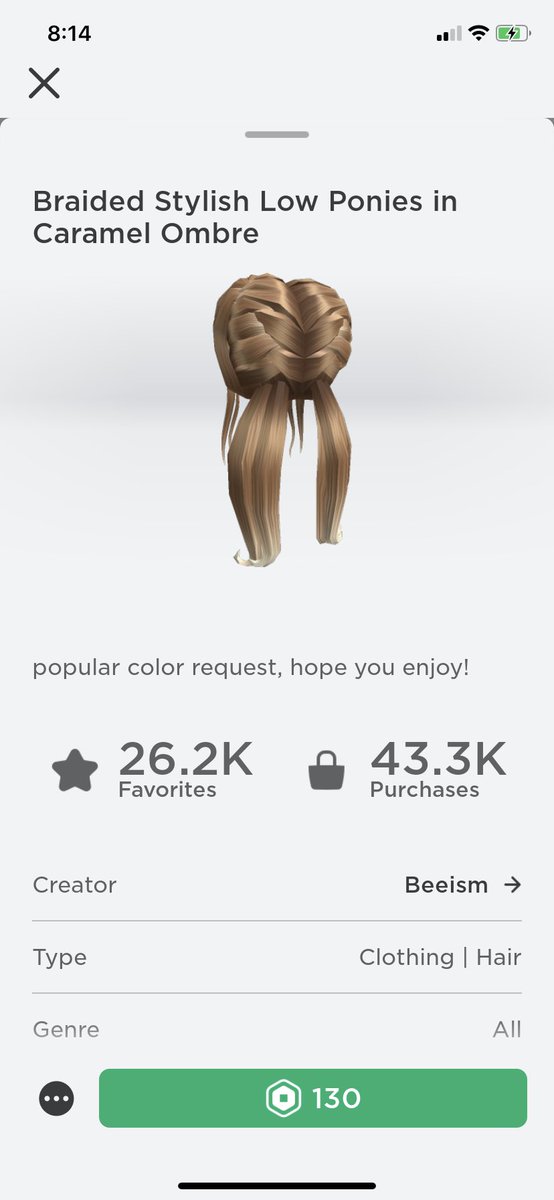 AuggieDoggie004's tweet photo. Hey did @BeeismRblx make this hair but In all brown no ombre? #RobloxUGC #adoptmetrades #royalhightrades #beeism #beeismhair https://t.co/hcarEJpxIE