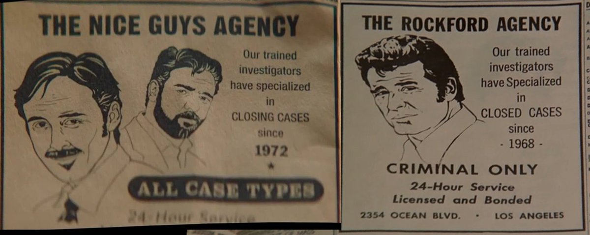 JHDargie's tweet image. &apos;The Nice Guys&apos;(2016) and &apos;The Rockford Files&apos;(1974-1981)
BTW; whomever did The Nice Guys version chose the wrong font and missed the lower case &quot;g&quot; descender and loop.
#FontNerd #Rockford #FilmTwitter