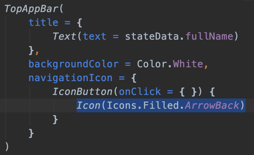 HandstandSam's tweet image. With Jetpack Compose, the Material Icons are available as code, with auto-complete. 🤯