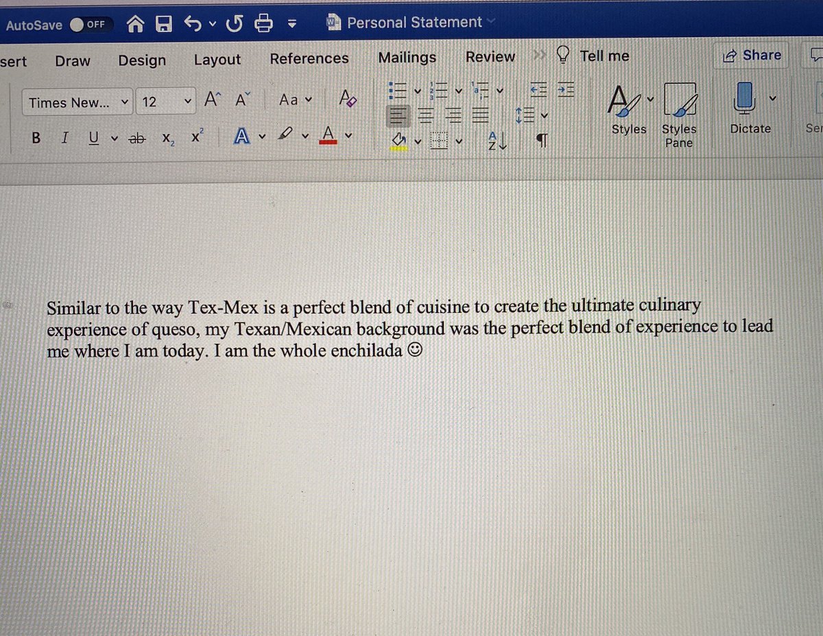 Writing my personal statement is going really well, thanks