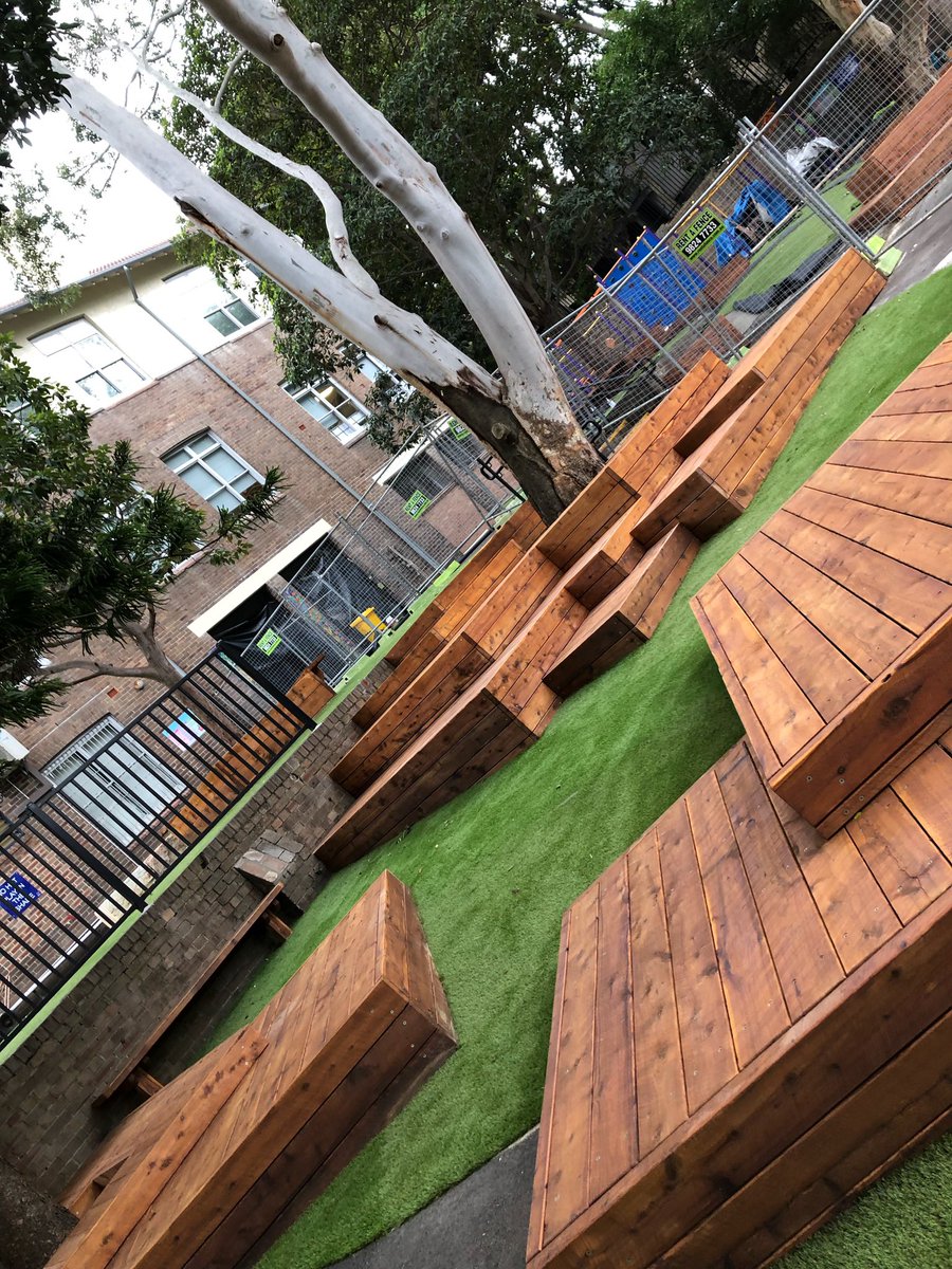 <a href="/ClovellyPS/">Clovelly PS</a> staggered seating clusters are nearing completion. The cascading level changes have opened the space and created a flow between the upper and lower play spaces.