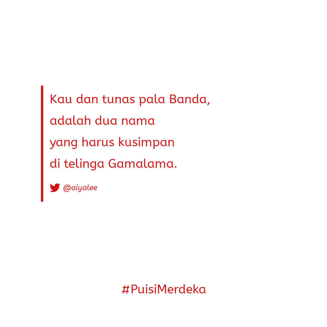 aiyalee's tweet photo. Dirgahayu Indonesia, sayang. Merdekalah lama-lama, jauh-jauh, tinggi-tinggi! #PuisiMerdeka #HUTRI75 https://t.co/j2ZiUY8Kwz