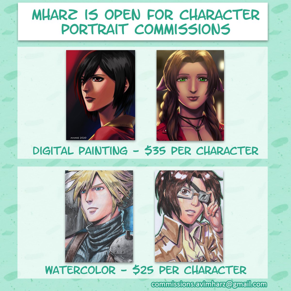MharzCreative's tweet photo. Another week, another struggle in attempting to find new clients. I don't have any slots filled so please help me! :'3

#commissionsopen #artph https://t.co/mVaH2LNlrs