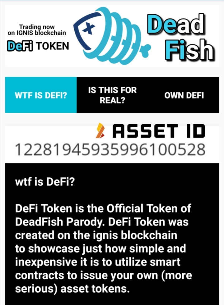 deadfishtm's tweet photo. #DeadFish #ARDOR #IGNIS #BLOCKCHAIN #STUPIDSIMPLE #assets https://t.co/Yup49CvXTh