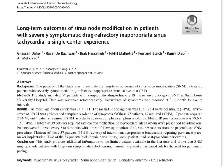 Ghassan Daher (@daher_ghassan) on Twitter photo Check out our latest publication showing the Long-term outcomes of sinus node modification in patients with severely symptomatic drug-refractory inappropriate sinus tachycardia: a single-center experience doi: 10.1007/s10840-020-00846-3 <a href="/RJRachwan/">Rayan Jo Rachwan</a> <a href="/IhabHassanieh/">Ihab</a> <a href="/fernandbteich/">Fernand Bteich, MD, MS</a> Check out our latest publication showing the Long-term outcomes of sinus node modification in patients with severely symptomatic drug-refractory inappropriate sinus tachycardia: a single-center experience doi: 10.1007/s10840-020-00846-3 <a href="/RJRachwan/">Rayan Jo Rachwan</a> <a href="/IhabHassanieh/">Ihab</a> <a href="/fernandbteich/">Fernand Bteich, MD, MS</a>