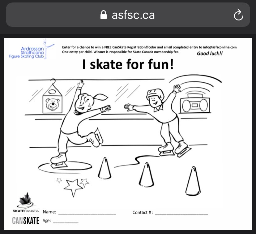 ASFSClub's tweet image. Enter our colouring contest to win a FREE skating session. Details on our website asfsc.ca.