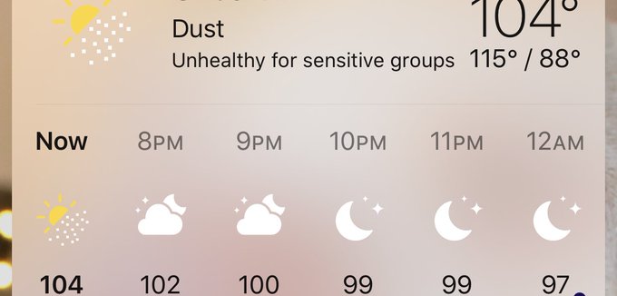 I now live somewhere where &ldquo;dust&rdquo; is a type of weather. https://t.co/O4Bob9ttL0