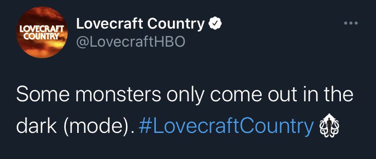 jumpedforjoi's tweet photo. Change your phone appearance to dark mode and see the hashtag emoji change. Well done @LovecraftHBO #LovecraftCountry https://t.co/8Kh3nWutVp