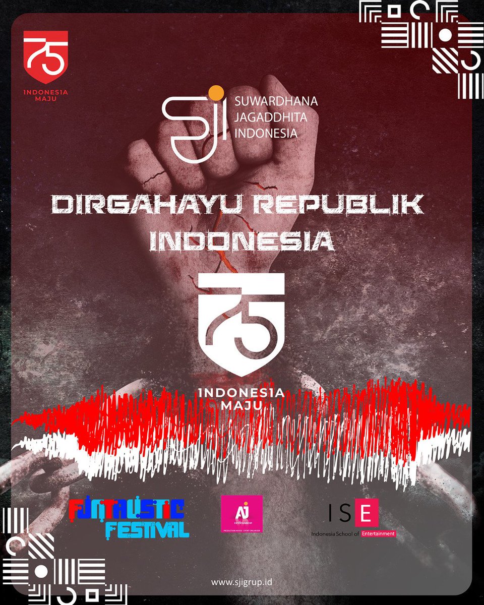 aj_entertainmnt's tweet photo. Dirgahayu Republik Indonesia yang ke-75
Semoga makin jaya dan maju indonesia....
MERDEKAAAA....
#Indonesia75
#IndonesiaMaju 
#satunusasatubangsa
#Indonesiamerdeka
#lawancovid-19
#ajentertainment
#eventorganaizer
#productionhouse https://t.co/j5ckIkQWUc