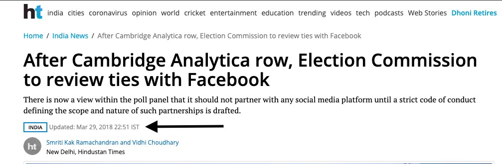 Then, in Feb 2019 (before the Lok Sabha polls), an Election Commission panel recommended that political advertisements on Facebook, Google, and Twitter must be pre-approved by the ECI.A PIL regarding this was also filed in the Bombay HC by Sudhir Suryawanshi. (5/9)