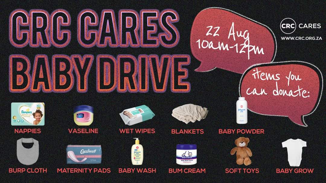 The CRC Cares Baby Drive is just a week away!🙌 Have a look at the image below to see what the items are that you can donate! 

For more info: crc.org.za/giving

Ps <a href="/AtBoshoff/">Adriaan Boshoff</a> @CRCMain <a href="/CRCZone7/">CRC Pta Zone 7</a> <a href="/CRCPretoria/">CRC Pretoria</a>
@CRCMain_Women

#Heaven2020 #CRCCares #WomensMonth #Giving