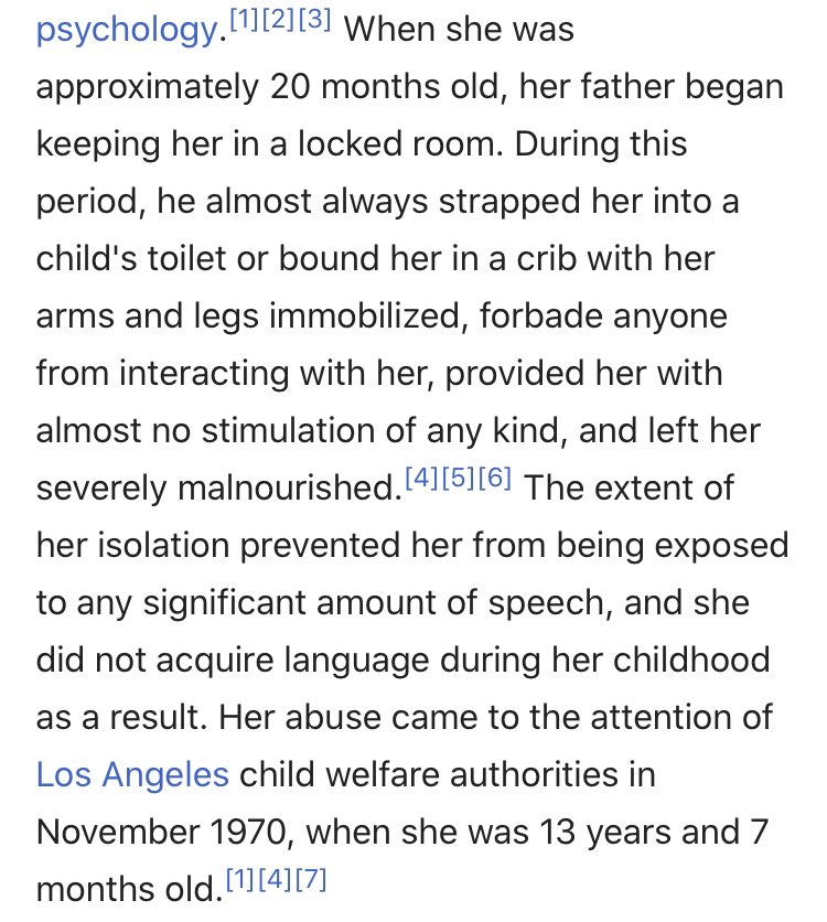Just had a horrifying realisation. It seems clear there is a window of opportunity for a human brain to learn to process language. Once that opportunity is lost, language cannot be learned.  https://en.m.wikipedia.org/wiki/Genie_(feral_child)