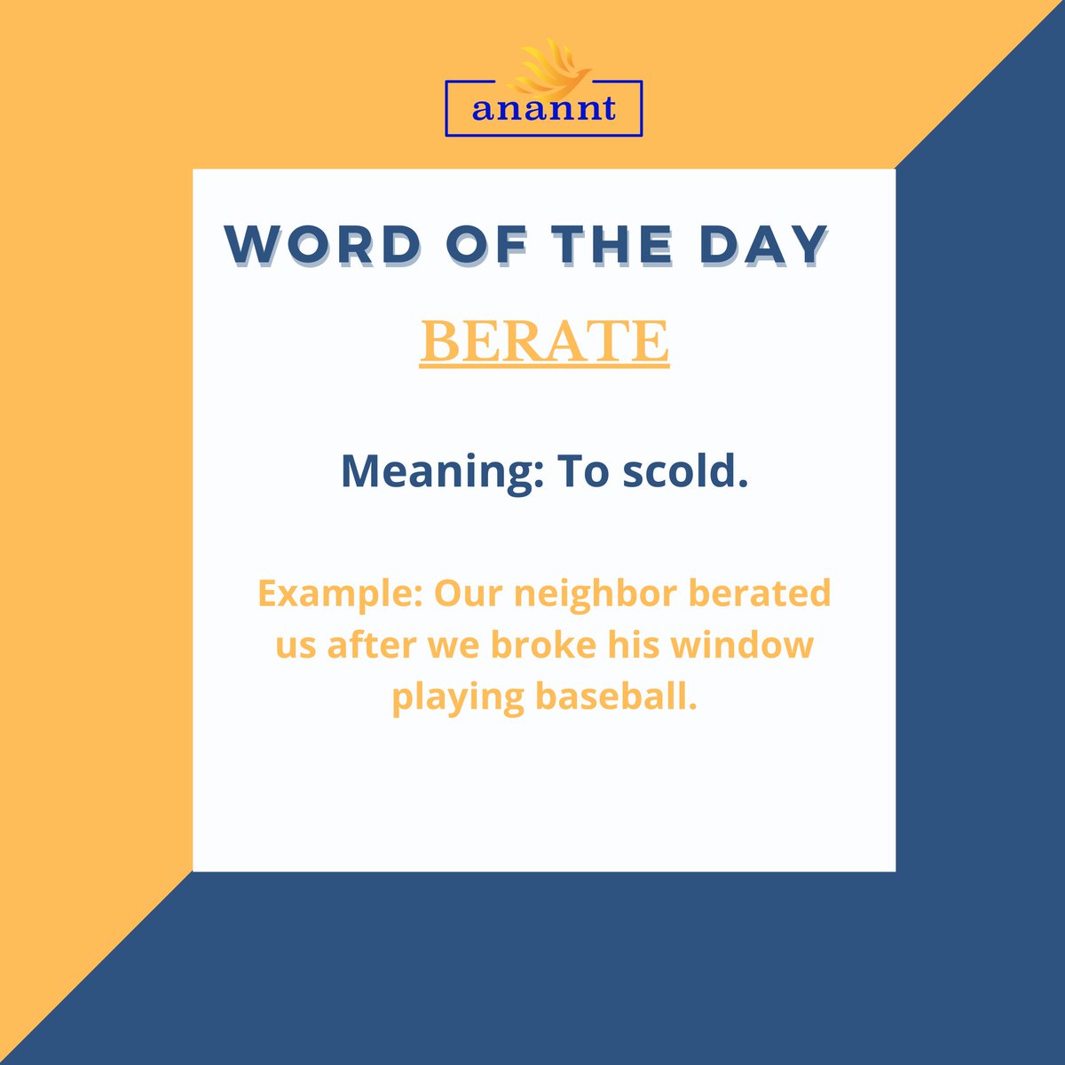 ananntedu's tweet photo. Word Of The Day. 

#Vocabulary #StayHomeStaySafe #IELTS #TOEFL #ACT #SAT #GMAT #GRE #Anannt https://t.co/75cDiuOu5D