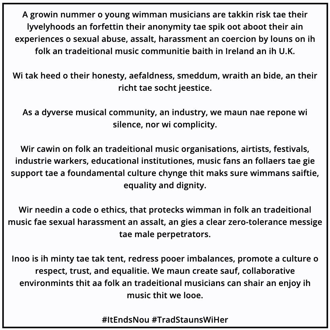 #TradStaunsWiHer #ItEndsNou