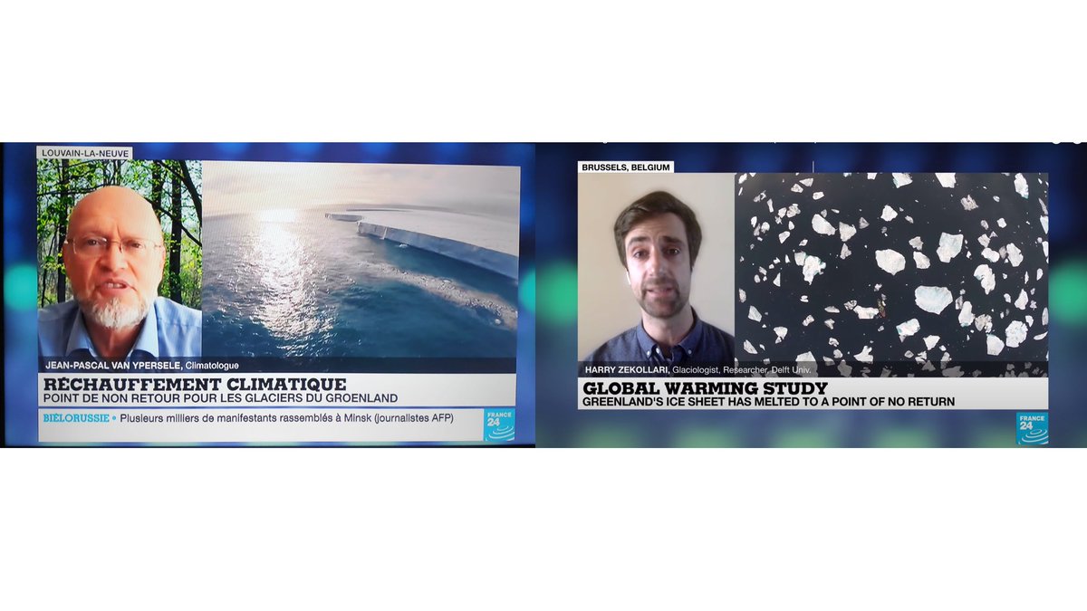 This weekend,  @JpvanYpersele and I commented for  @FRANCE24 on new article by  @Michalea_King. We (independently) said the same: excellent and very important study, but claim about ‘point-of-no-return’ being crossed for Greenland ice sheet may be somewhat misleading. A thread [1/9]