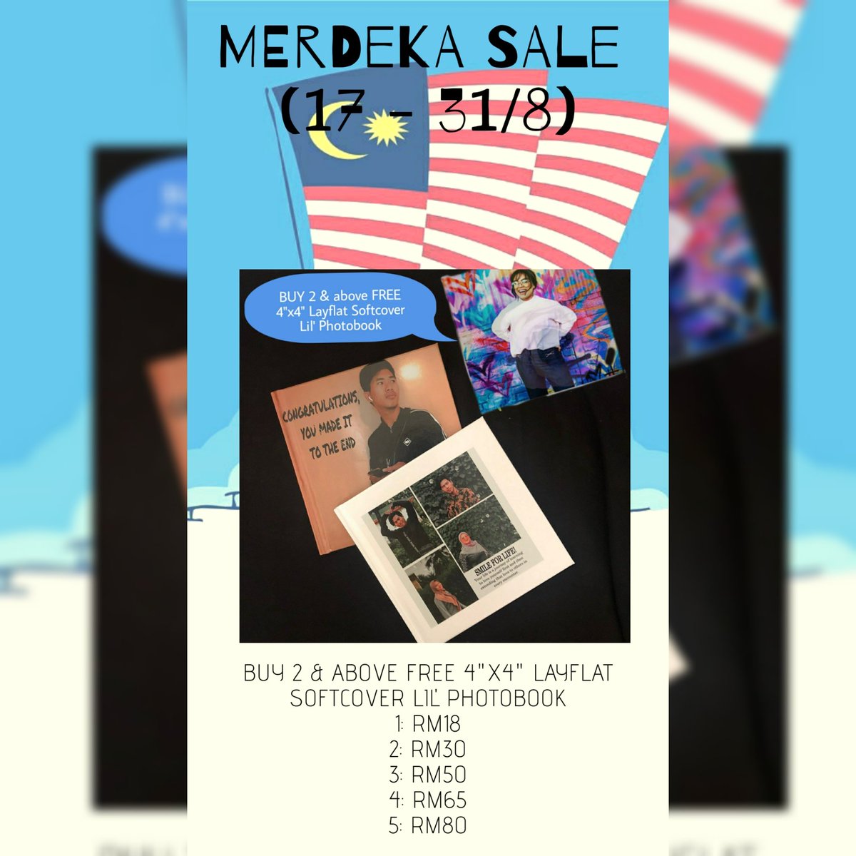 ModestbyF's tweet photo. @syifaaaahmad ‼️Berita gembira untuk semua orang‼️ 😍🤩

Merdeka promotion here! Korang dapat free gift lagi tau 😉 Yang mana taknak simpan banyak gambar dalam phone bolehlah buat photobook &amp; photoprint ni 😘

Boleh contact saya di:  https://t.co/YjUsQdjuxG https://t.co/ZamlLmOyNf