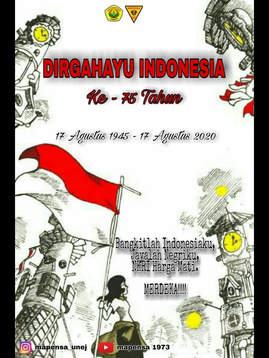"DIRGAHAYU INDONESIA KE 75"🇮🇩
Jayalah terus Indonesiaku, kini dan nanti!

United we stand, divided we fall
#SalamLestari
#MAPENSASAMPEKTUWEK
#stayathome
#MapalaIndonesia
#indonesiaraya
#17agustus1945
#Dirgahayuindonesia75
#Indonesiamerdeka
#JayalahNKRI