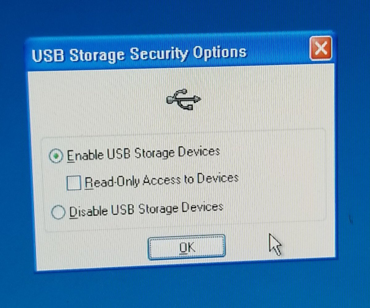 it's also got this neat little USB security option: you can disable access to USB storage, or make it read only.