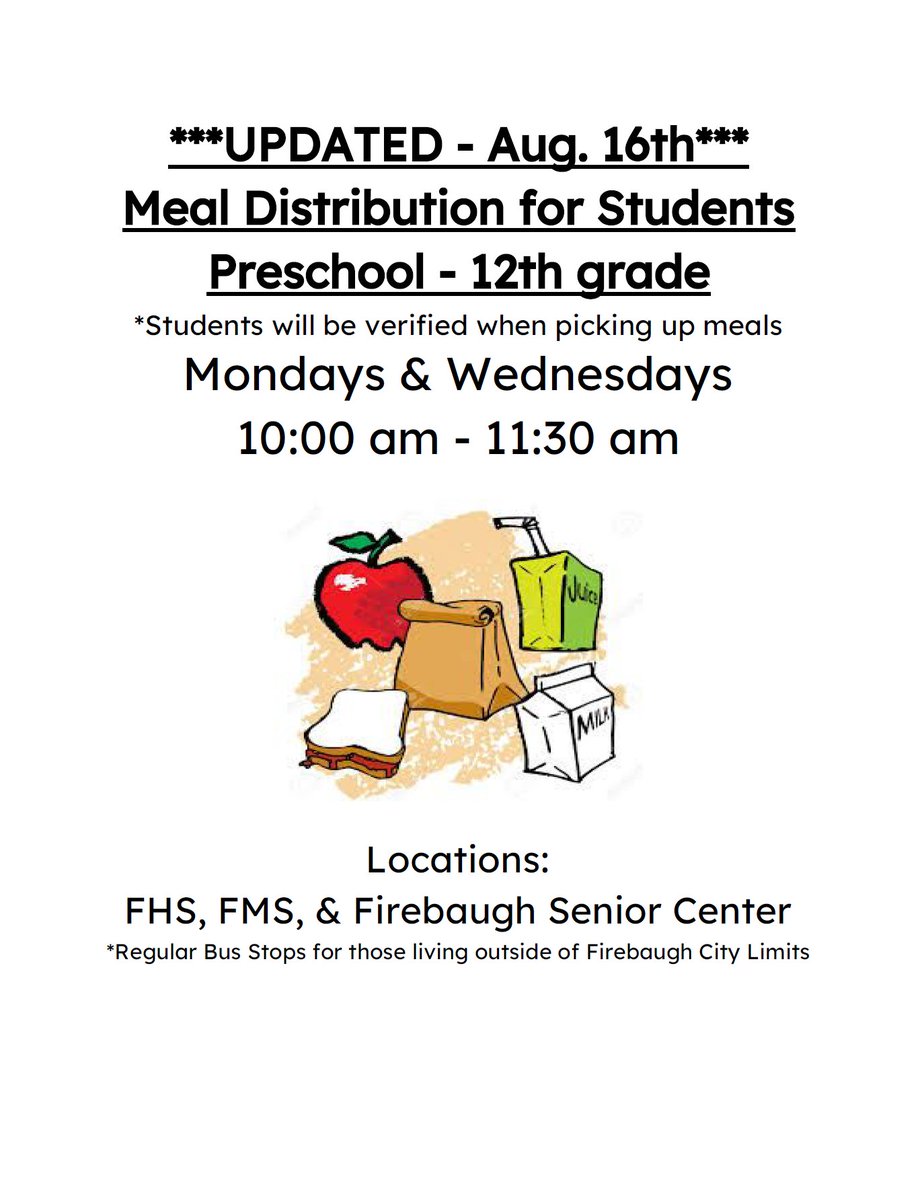millsinter's tweet image. All Mills students should be online with their teachers starting tomorrow morning.  Follow schedules given to you during the Meet &amp;amp; Greet meetings last week.  **Updated Times for Meal distribution this week - 10:00 am - 11:30 am.  See flyers below. #fldusd #supfreitas #millsinter