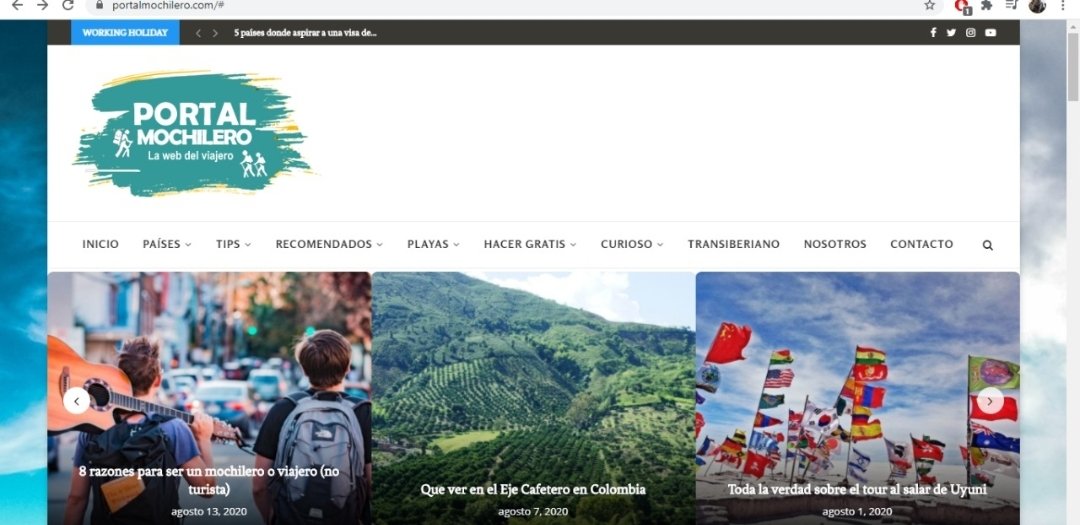 daniel_fdv's tweet photo. Portal Mochilero es una página web para buscar nuevos destinos para viajar, me gusta las pestañas las cuales contienen mucha información, la interacción que existe ya que cuenta con imágenes en movimiento, la tipografía resalta
y las fotografías testimonios de varios mochileros https://t.co/F9aRMHXPQJ