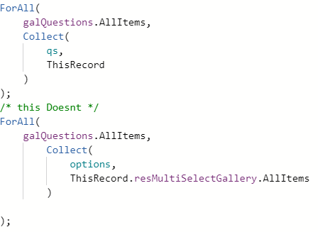 p3nf0ld's tweet image. Hey @MSPowerApps, How do collect allitems in a subgallery into a collection I am trying the following, I can collect all items into a collection but cant work out how to get the nested galleries into a seperate collection

#powerapps #nestedgalleries #thisrecord