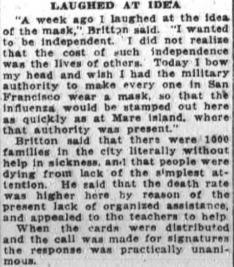 9/ And the Karens were in full force as well! I love this snippet of a budding fascist. We know now that the masks in 1918 did little to stop the spread (if anything) but they say we should try again!  https://www.healthaffairs.org/do/10.1377/hblog20200508.769108/full/