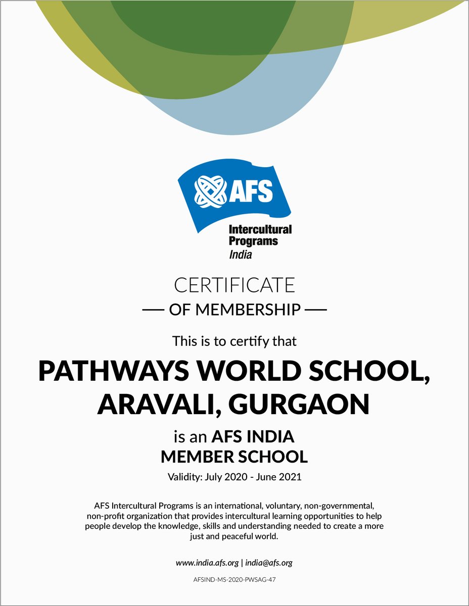 pws_gurgaon's tweet photo. We are proud to announce that Pathways World School, Aravali is now an AFS India Member School. #Culture #PathwaysSchool #India https://t.co/eGirRuz3J3