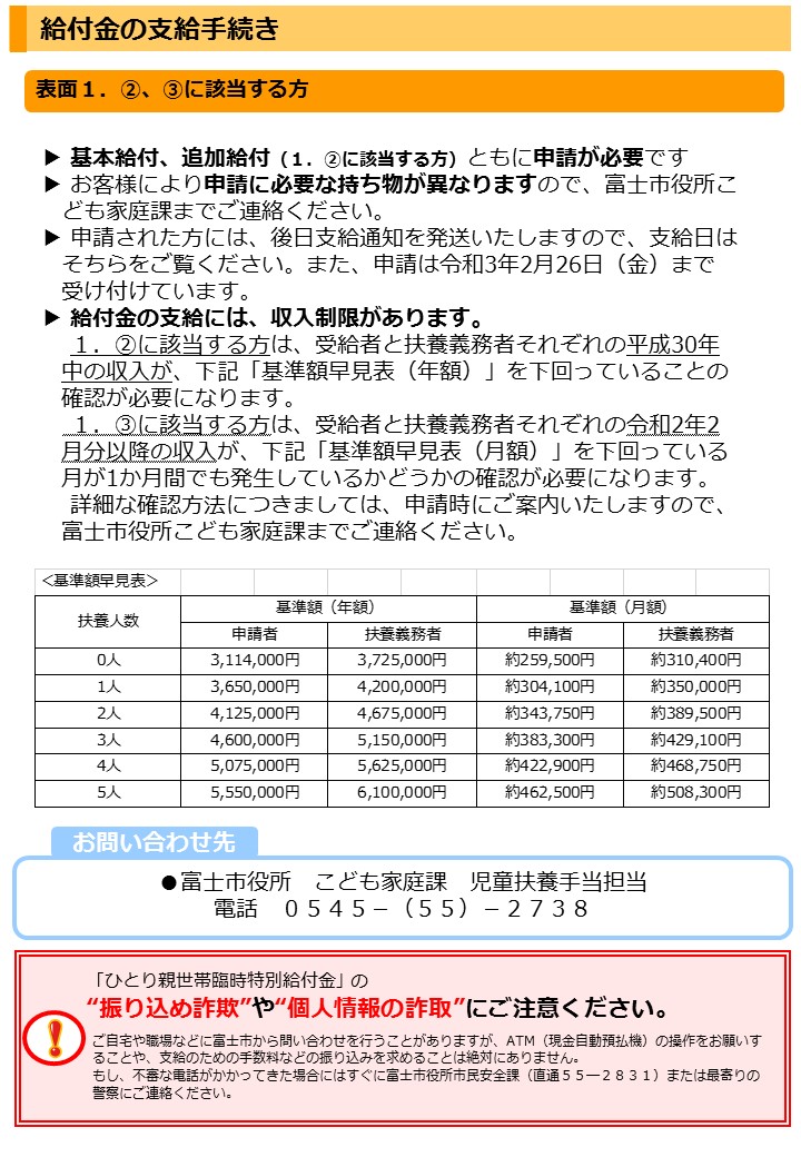 富士市 On Twitter ひとり親世帯臨時特別給付金 新型コロナウイルス感染症の影響を受けたひとり親世帯を支援するため 1世帯5万円 第2子以降は1人につき3万円を加算して支給します 対象者や申請方法など 詳しくは以下のリンクをご覧ください 富士市 コロナ