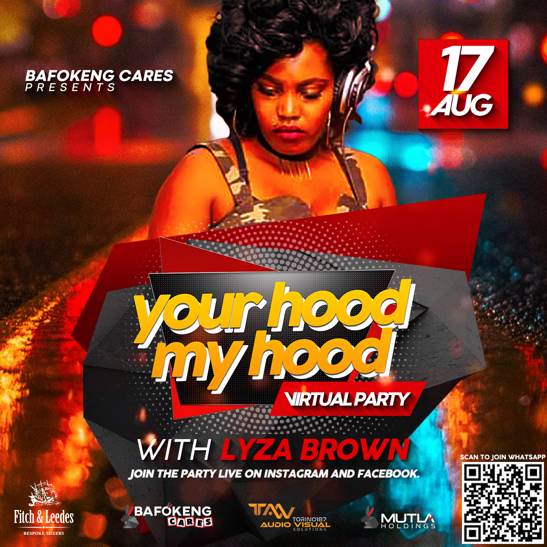 BafokengFarm's tweet photo. Throats are open, with immediate effect! Now you can enjoy Your Hood My Hood virtual party with a glass of something tasty. Lady Lebo, Showtee and Lyza Brown are on the decks today.
#YourHoodMyHood
#VirtualParty
#BafokengCares
#WomensMonth https://t.co/oOe7QYSvpr