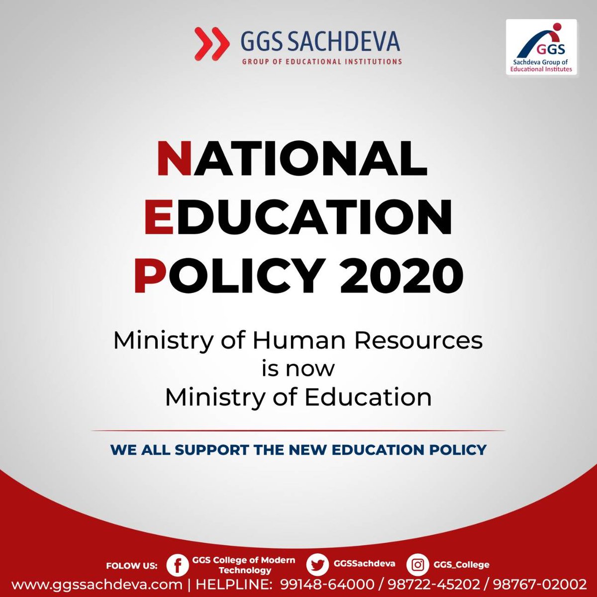 ggscmtkharar's tweet image. New Education Policy absorbs arts and science, technical and teachers education into its fold
Now, every student gets opportunity to study in top foreign universities in our country only
MHRD changes into Ministry of Education
We all support new education policy
#educationchanges