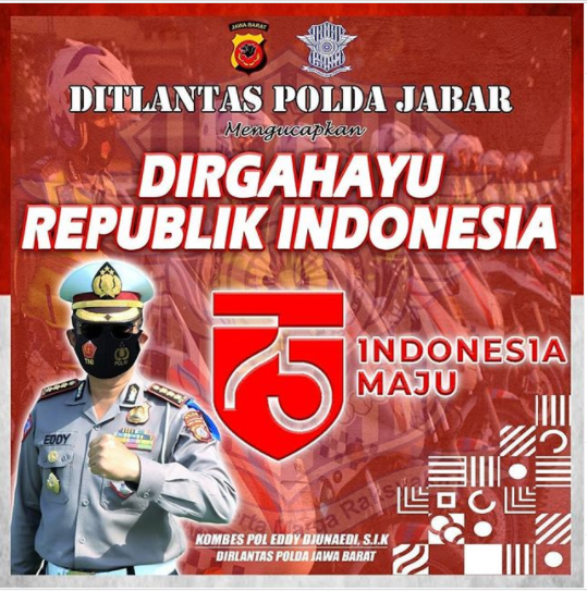 DITLANTAS POLDA JABAR MENGUCAPKAN "DIRGAHAYU REPUBLIK INDONESIA KE-75, INDONESIA MAJU."
#StopPelanggaranStopKecelakaanKeselamatanUntukKemanusiaan
instagram.com/p/CD-na2zpiWR/
