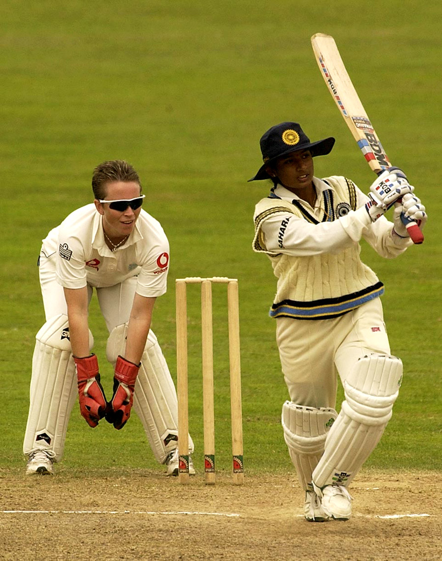 BCCIWomen's tweet photo. #OnThisDay in 2002: @M_Raj03 went on to score a record-breaking 214 – the then highest score in an innings in women’s Test – against England Women. 👏

The stylish right-hander batted for almost 10 hours. 

#TeamIndia https://t.co/Rs0fYYGyN4