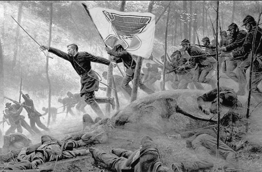 CivilWarBlues's tweet photo. Beloved 

The battle raged into the early hours..sensing the enemies fatigue, Col Schenn devised a plan to slip behind the lines and end this battle iwith haste.  His charge broke their lines

We expect they will counter assault soon... within 20 hours.

Yours
Jaden
#stlblues https://t.co/Jfg66rZLD1