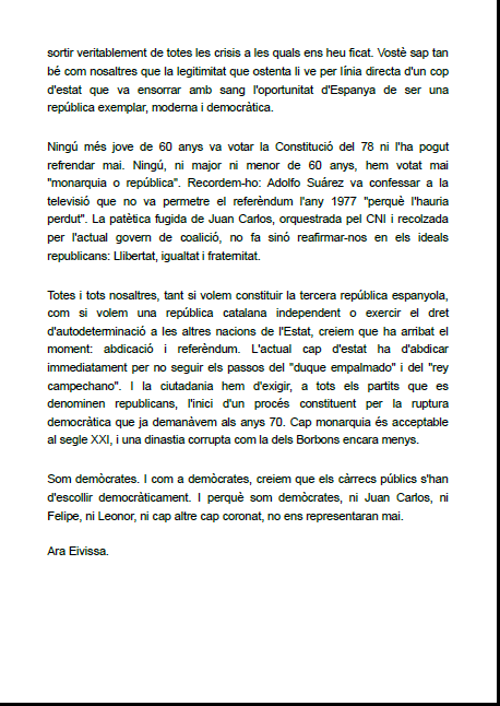 araeivissa's tweet photo. Avui 20h a la Plaça de la Graduada. Per normativa de seguretat sanitària marcada per el @goib la concentració està limitada a 30 persones i obligatori mascareta i distància de seguretat. Aquí teniu el manifest (fe-ho arribar al Borbó si algú pensa anar a rebre'l) #eivissanoterei https://t.co/gijJCpVeIJ