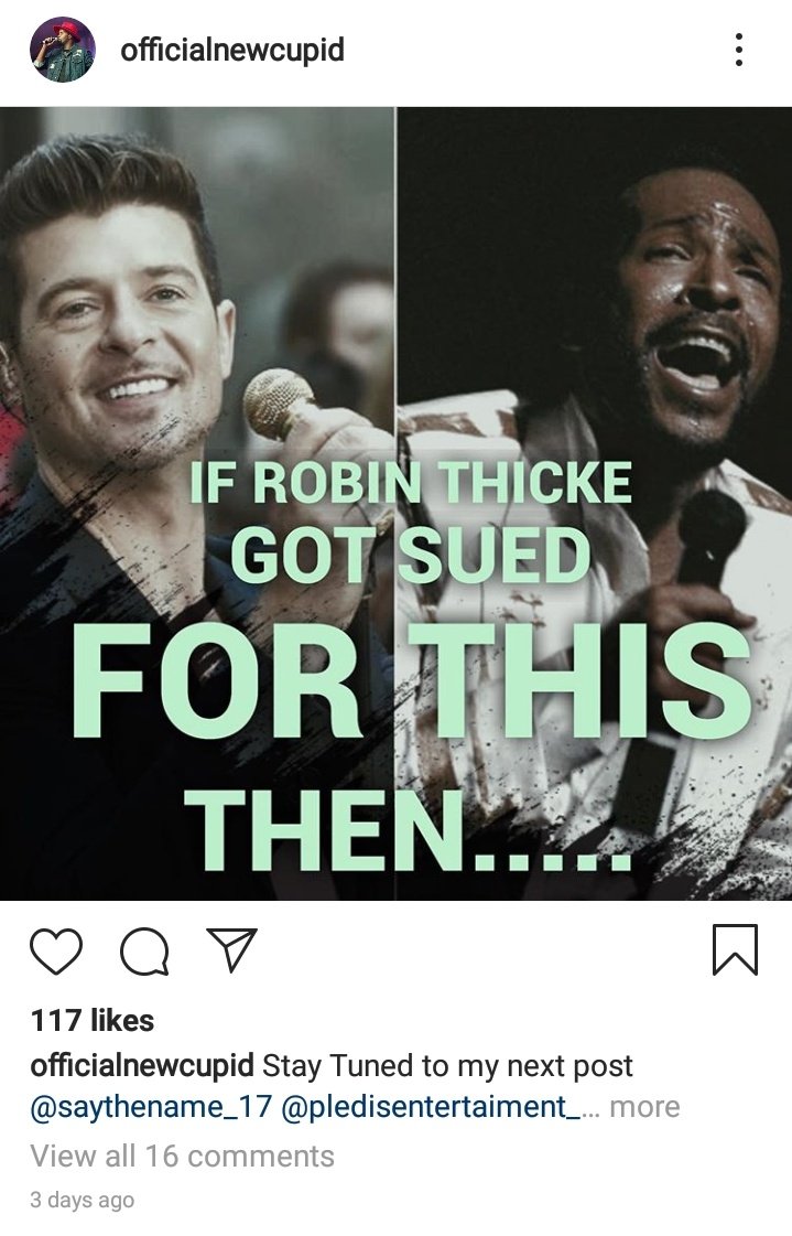 Legally, Cupid must have been thinking he has a chance because he has a precedent case with the Blurred Lines case; but the Katy Perry case was, if Im not mistaken, more recent and I think it is a good precedent case for Seventeen. A stalemate then?